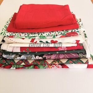 Vtg Cranston Christmas Fabric Lot Craft Sewing Remnants Quilting Floral 2 Lb+